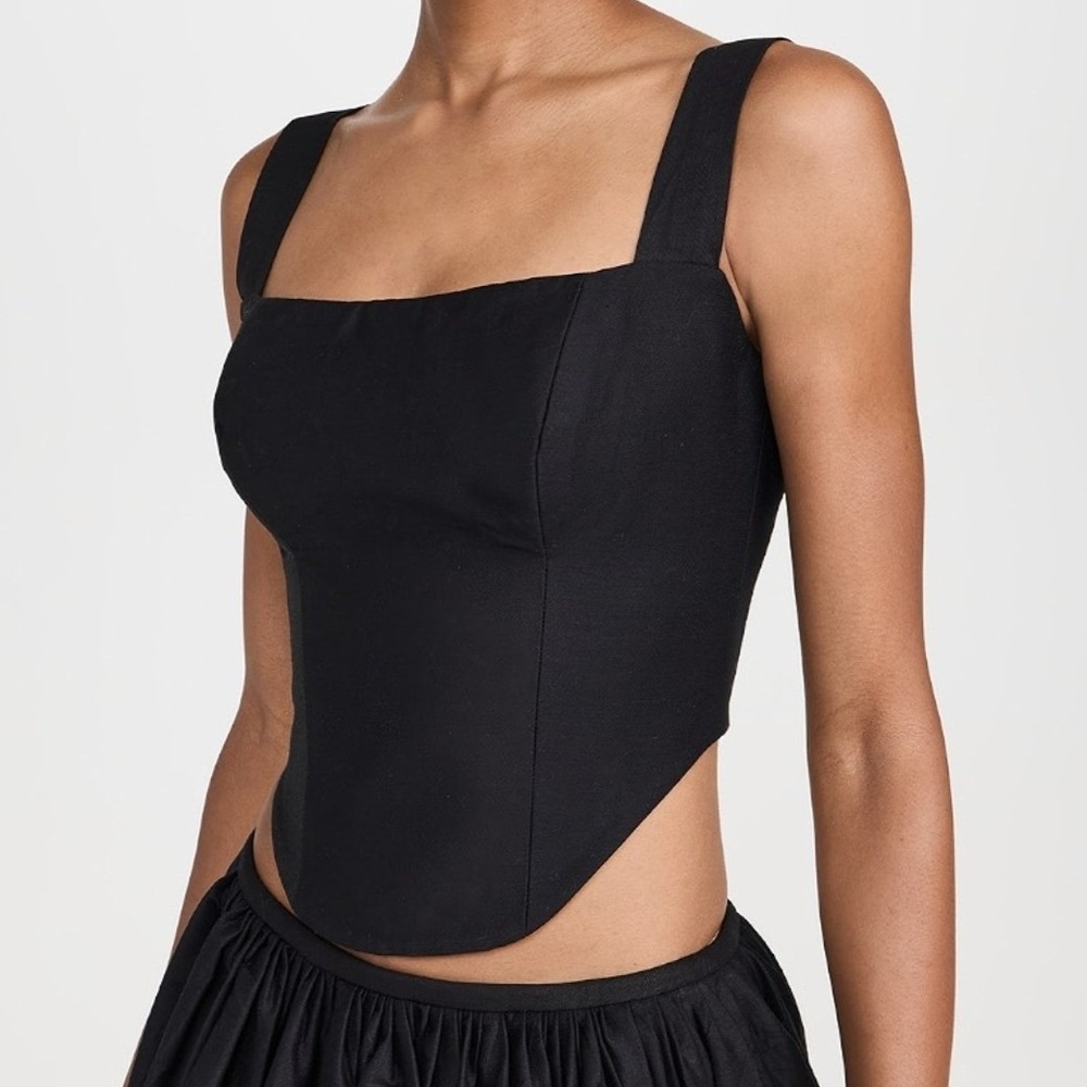Rendoll Black Crop Tank Top Women's 14 Corset Style 100% Cotton Structured NWT - Picture 9 of 9